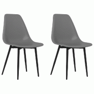 Chaises à manger lot de 2 gris PP Modèle Ambre Pro - 338046