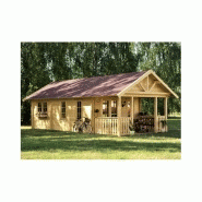 Chalet en bois plain-pied Toronto / madrier 70 mm / 36.62 m² / toit double pente