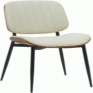 Décoshop26 - Chaise de salle à manger x1 design en PU crème avec bois courbé noyer – Confort et élégance 10_0008305 - beige Bois massif 3000266580220