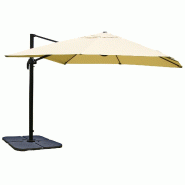Décoshop26 - Parasol  professionnel restaurant pour jardin terrasse 3x3m (Ø4,24m) polyester/aluminium 23kg crème avec pied rotatif 04_0003981 - bei