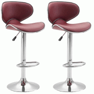 Décoshop26 - Tabouret de bar chaise de bar x2 hauteur réglable avec repose pieds en synthétique bordeaux et métal  TDB10132 - métal 3000919569602