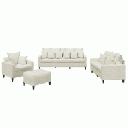 Ensemble de canapés 4 pcs avec coussins Crème Velours Modèle AbriRefuge 88 - 8721012066656