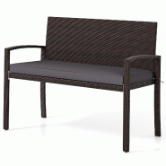 Helloshop26 - Canapé d'extérieur 56 x 110 x 84 cm idéal pour 2 personnes avec coussins doux design moderne en rotin PE marron 20_0011007 - marron m