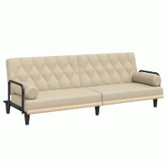 Helloshop26 - Canapé-lit avec accoudoirs crème tissu 02_0020409 - polyester 3001088888006
