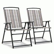 Helloshop26 - Lot de 2 chaises pliantes de jardin 51 x 61,5 x 92 cm confortables et légères en métal gris 20_0012424 - 3000227221698