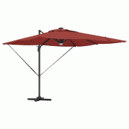 Helloshop26 - Parasol Roma rectangulaire inclinable 286 x 284 x 270 cm fonction rotative design moderne en polyester rouge 02_0058730 - rouge aluminiu