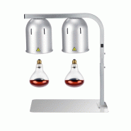 Lampe chauffante infrarouge de buffet sur pied réglable en hauteur (2 ampoules rouges) Argentée PREMIUM - GOLDINOX - argenté aluminium 3701770846207