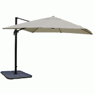 Mendler Parasol de signalisation pour la gastronomie HWC-A96, 3,5x3,5m (Ø4,95m) polyester alu/acier 25kg ~ gris crème avec support, pivotant - beige
