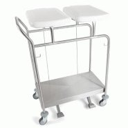 Sclessin 374.763S Chariot Porte-Sacs 2 Sacs Couvercles et Pédales Professionnel - 374.763S