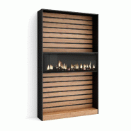 SKRAUT HOME Étagère Bibliothèque, 110x186x25cm, Salon Salle à manger Bureau, Cheminée électrique XXL, Chêne et noir - beige Bois manufacturé 71_2