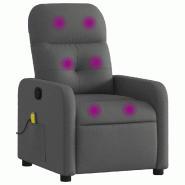 VidaXL Fauteuil de massage inclinable Gris foncé Tissu Modèle Elvarisse - 8721012371644