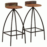 VidaXL Tabourets de bar lot de 2 bois de récupération massif Modèle Titan Prestige Plus - 245264