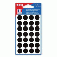 Apli Lot de 5 Etui de 168 pastilles adhésives noires, diam. 15 mm (6 feuilles / cdt) - 3270241118476