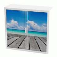 Armoire à rideaux avec décor mer - EasyOffice. - Basse, Ponton