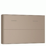 ARMOIRE LIT HORIZONTALE ESCAMOTABLE STRADA-V2 TAUPE MAT COUCHAGE 140*200 CM.