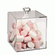 Boite à biscuits et confiseries avec couvercle plexiglass 15x15x18,5cm - par 6