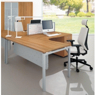 Bureau compact Idea 01 avec caisson - Quadrifoglio - 160, Noyer canaletto, Droite, 3 tiroirs_0