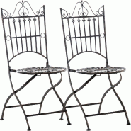 CLP Lot de 2 chaises de jardin Sadao Métal HBT: 94x39x53 cm Bronze - bronze métal 322521