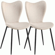 CLP Lot de 2 Chaises de Salle a Manger Maika Tissu HBT: 80x50x58 cm Crème Tissu - beige textile 328534