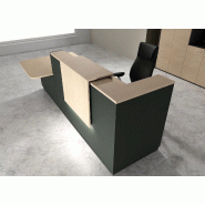 Comptoir d'accueil bi-colore avec PMR Delta et réhausse - Gauche, Noir, Oui, 262, Chêne moyen_0