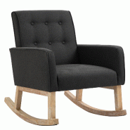 Décoshop26 - Fauteuil à bascule rocking chair design moderne dossier capitonné en tissu pieds en bois tissu taupe FAL101543 - Bois massif 300050586_0