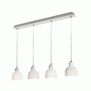 Fabas Luce Suspension Marina Moderne En Métal Et Céramique Blanche, 4 Lumières E27, Structure Élégante Pour Éclairage Intérieur 960 X 85 Mm - b