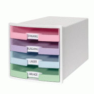 HAN Module de rangement IMPULS 2.0 Trend Colour, 4 tiroirs A4+, coloris blanc/multicolore - 4012473120129