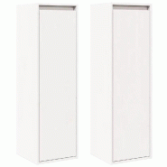 Helloshop26 - Lot de 2 armoires murales décoratives pratico-pratiques 30 x 30 x 100 cm en bois de pin massif blanc 02_0048103 - blanc Bois massif 300