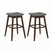 Helloshop26 - Lot de 2 tabourets de bar pivotants 50 x 50 x 76 cm confort ergonomique ambiance rustique en bois d'hévéa gris et 20_0011807 - 3000226