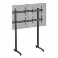 KIMEX Support TV sur pieds - mur d'images 4 écrans 45''- 55'' hauteur 240cm à roulettes noir - noir 3700685426160 KIMEX Support TV sur pieds - mur d'images 4 écrans 45''- 55'' hauteur 240cm à roulettes noir - noir 3700685426160