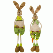 Lapin peluche costume vert rayures/pois 2 modèles possibles L22xP21xH100 cm