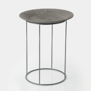 Selette metal gris corbeille tressée L49 x P50 x H61