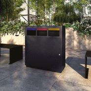 Corbeille tri sélectif VERONA - 3x40L - Acier galvanisé - Noir RAL 7021