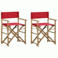 VidaXL Chaises Pliables De Directeur Lot De 2 Rouge Bambou Et Tissu - rouge 313031 VidaXL Chaises Pliables De Directeur Lot De 2 Rouge Bambou Et Tissu - rouge 313031