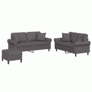 VidaXL Ensemble de canapés 3 pcs avec coussins gris similicuir Modèle Ilvaris - 3202167