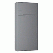 ARMOIRE LIT ESCAMOTABLE KOMPACT OUVERTURE ASSISTÉE, COLORIS GRIS MAT COUCHAGE 90*200 CM.