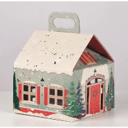 Boite cadeau Chalet enneigée 18,5x18,5x20,5cm