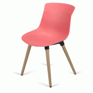 Chaise coque Lumo Wood - Rose corail_0