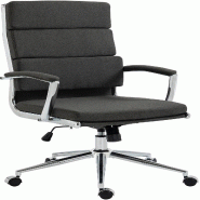 Décoshop26 - Fauteuil de bureau sur roulettes dossier à triple rembourrage et forme ergonomique en tissu gris foncé et métal chromé 10_0007070 -
