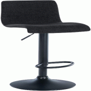 Décoshop26 - Tabouret de bar x1 design simple avec repose-pieds en tissu noir pieds en métal noir 10_0004559 - noir métal 3000252176147