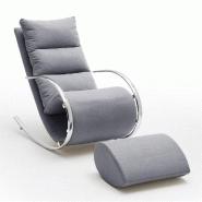 FAUTEUIL RELAX YANIS TISSU GRIS POUF INDÉPENDANT STRUCTURE MÉTAL