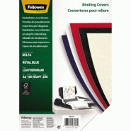 Fellowes Boîte de 100 couvertures Delta A4, grain cuir, 250 g/m², coloris bleu royal - 5371305