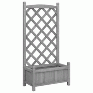 Helloshop26 - Jardinière bac lit surélevé plantes fleurs terrasse jardin avec treillis bois massif de sapin gris 02_0038321 - 3000214173948 Helloshop26 - Jardinière bac lit surélevé plantes fleurs terrasse jardin avec treillis bois massif de sapin gris 02_0038321 - 3000214173948