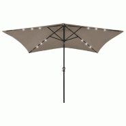 Helloshop26 - Parasol avec led et mât en acier taupe 2 x 3 m 02_0008071 - acier 3000432147769
