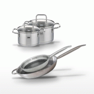 Lot 2 Poêles 32/28 cm et 2 Faitouts 14/12 cm Elo Relief Solution - gris 3176239959475