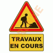 Panneau chantier temporaire travaux en cours