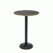 RestooTab - Mange-debout Versailles Ø50cm décor marquina chants couleur laiton - noir fonte TB-VRSFF-R50M-MARQ-LAI
