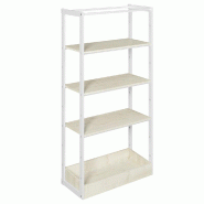 Structure Cage blanc suspendue 90x40x180cm 3 tablettes et bac érable