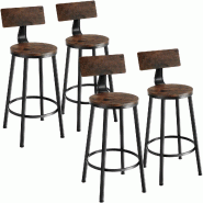 TecTake GmbH tectake Tabourets de bar Poole  Bois Foncé Industriel, Rustique - marron Bois manufacturé 406764