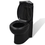 TOILETTE D\'ANGLE CÉRAMIQUE CUVETTE TOILETTE ABATTANT WC NOIR 02_0003589